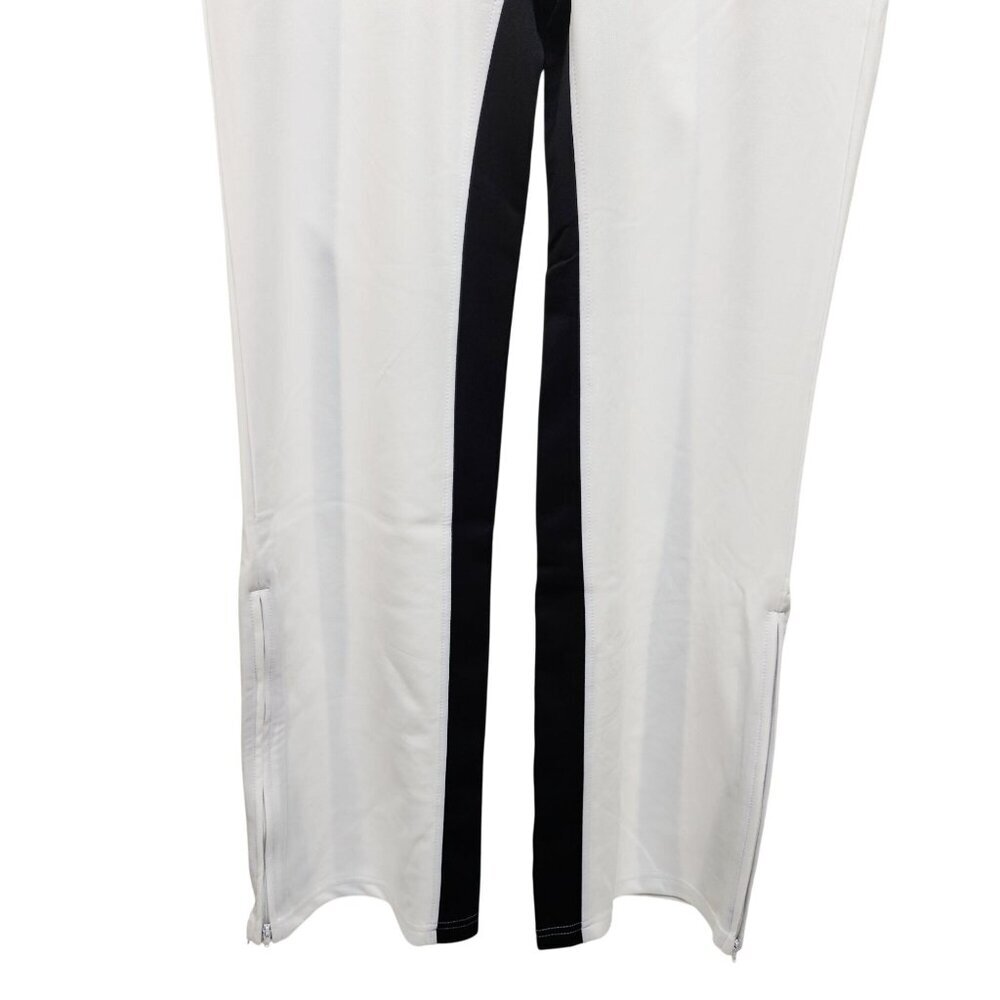 Womens Screenshot White & Black Stripe flared Pants Size L - Picture 4 of 10